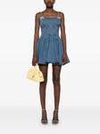 Расклешенное мини-платье из денима Self-Portrait, синий - фото 2