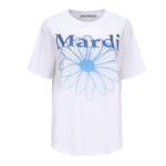 Футболка с принтом логотипа MARDI MERCREDI, отбеленная (красно-оранжевая маргаритка) - фото