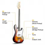 Электрогитара-бас Glarry GJazz - Закат - фото 6