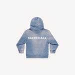 Детское худи Balenciaga с надписью на спине, синее/белое, голубой - фото 2