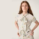 Длинное платье из крепдешина MIU MIU, белый - фото 4