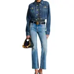 BALMAIN Короткая потертая джинсовая куртка, Blue - фото 8