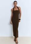 Платье макси HALTER NECK Mango, коричневый - фото