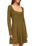Мини-платье Deora Knit Fit & Flare с длинными рукавами Staud, цвет Sergeant Green - фото 3
