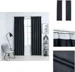 Плотные шторы с крючками, 2 шт., антрацит, 140x175 см - Шторы и портьеры vidaXL - фото