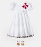 Платье из хлопка с бантом Monnalisa, Bianco+Maculato - фото 2