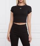Футболка женская Calvin Klein Jeans короткая с логотипом, черный - фото