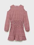 Детское платье с холодным плечом и абстрактным принтом Mango, Dark Red - фото 3