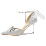 Ainer-cat Ainer cat Slim Heel High Heels 8cm Women's Silver - фото 11