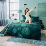 Постельное белье петроль 1x 200x220 см + 2x 40x80 см Erwin Müller - фото 5