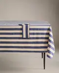Скатерть Zara Home With Dyed Thread Stripes, бежевый/синий - фото 2