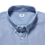 Рубашка Uniqlo Extra Fine Cotton Broadcloth Regular Fit, в полоску, синяя - фото 3