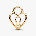 Шарм Pandora Openwork Heart Padlock, золото - фото 2