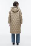 Стеганое пальто с капюшоном ZARA, светлый хаки - фото 6
