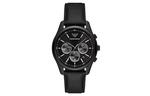 EMPORIO ARMANI Часы Chronograph Black Leather Watch, Black Dial - фото