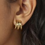 Серьги-кольца Tous Fellow Triple, серебро позолоченное - фото 6