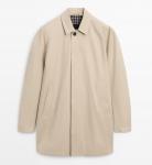 Тренч Massimo Dutti Check Cotton With Interior Detail, бежевый - фото