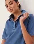 Джинсовое мини-платье-поло ASOS DESIGN в цвете полупрозрачный синий - фото 2