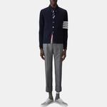 Хлопковая рубашка с логотипом THOM BROWNE, синий - фото 6