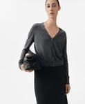 Женский шерстяной кардиган с V-образным вырезом MANGO, Medium Heather Grey - фото