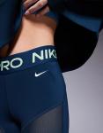 Леггинсы-шорты Nike Pro Training Sculpt с высокой талией длиной 3 дюйма темно-синего и лаймово-зеленого цветов Nike Training - фото 3