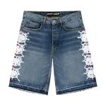Шорты Sp5der Web Stone Denim Shorts, Light Blue Wash - фото