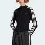 Тренировочная куртка Adidas Originals Adicolor 3-Stripes Slim Knit, черный - фото 3