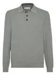 Рубашка Rib-knit polo sweater Brunello Cucinelli, серый - фото