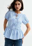 Блуза GINGHAM FRONT PEPLUM New Look, синий - фото
