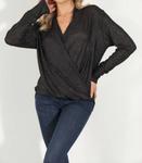 Топ-сюрплисс Kiki Sparkle Rib Draped черного/серебристого цвета Veronica M - фото 2