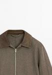 Куртка Massimo Dutti DOUBLE-LAYER WITH CONTRAST COLLAR, Mottled Brown - фото 8
