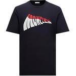 Футболка с принтом логотипа Moncler, темно-синий - фото