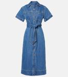 Платье-рубашка из хлопка в полоску Veronica Beard, Cornflower - фото