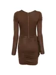 Мини-платье с оборками Pnk, коричневый - фото 2