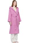Tekla Розовый махровый халат с капюшоном - фото 2