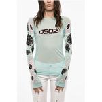 Топ с длинными рукавами и сетчатым принтом Dsquared2, Light Blue - фото