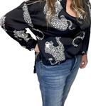 Шелковый топ Cheetah Top в цвете Multi Jess Lea - фото 2