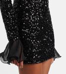 Мини-платье с пайетками Rotate, черный - фото 5