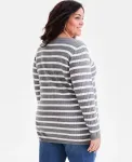 Длинный свитер Legacy Strip Plus Size Style & Co, серый - фото 4