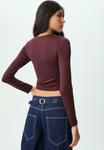 Топ Stradivarius Long sleeved top, Dark Red - фото 3