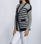 Женский роскошный полосатый кардиган в серо-синей гамме LABEL+thread - фото 3