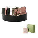 Ремень кожаный Gucci, черный / розовый - фото