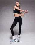 4505 Черные бесшовные спортивные леггинсы в рубчик с завышенной талией Petite - фото 2