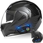 Шлем мотоциклетный BYGMW Bluetooth M с узором, черный - фото