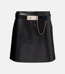 Кожаная мини-юбка с поясом Prada, Nero - фото