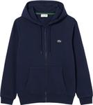 Lacoste мужская худи на молнии из неворсового флиса, Navy Blue - фото