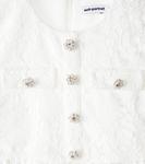 Платье из тафты с кружевной отделкой Self-Portrait Kids, белый - фото 3