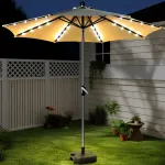 Солнцезащитный зонт Baying, 300 см, круглый, квадратная опора, без подсветки, утолщенная ткань, хаки/коричневый - фото 6