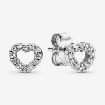 Серьги Pandora Open Heart, серебро - фото