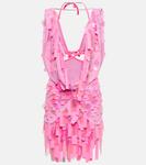 Мини-платье с декором The Attico, фуксия - фото